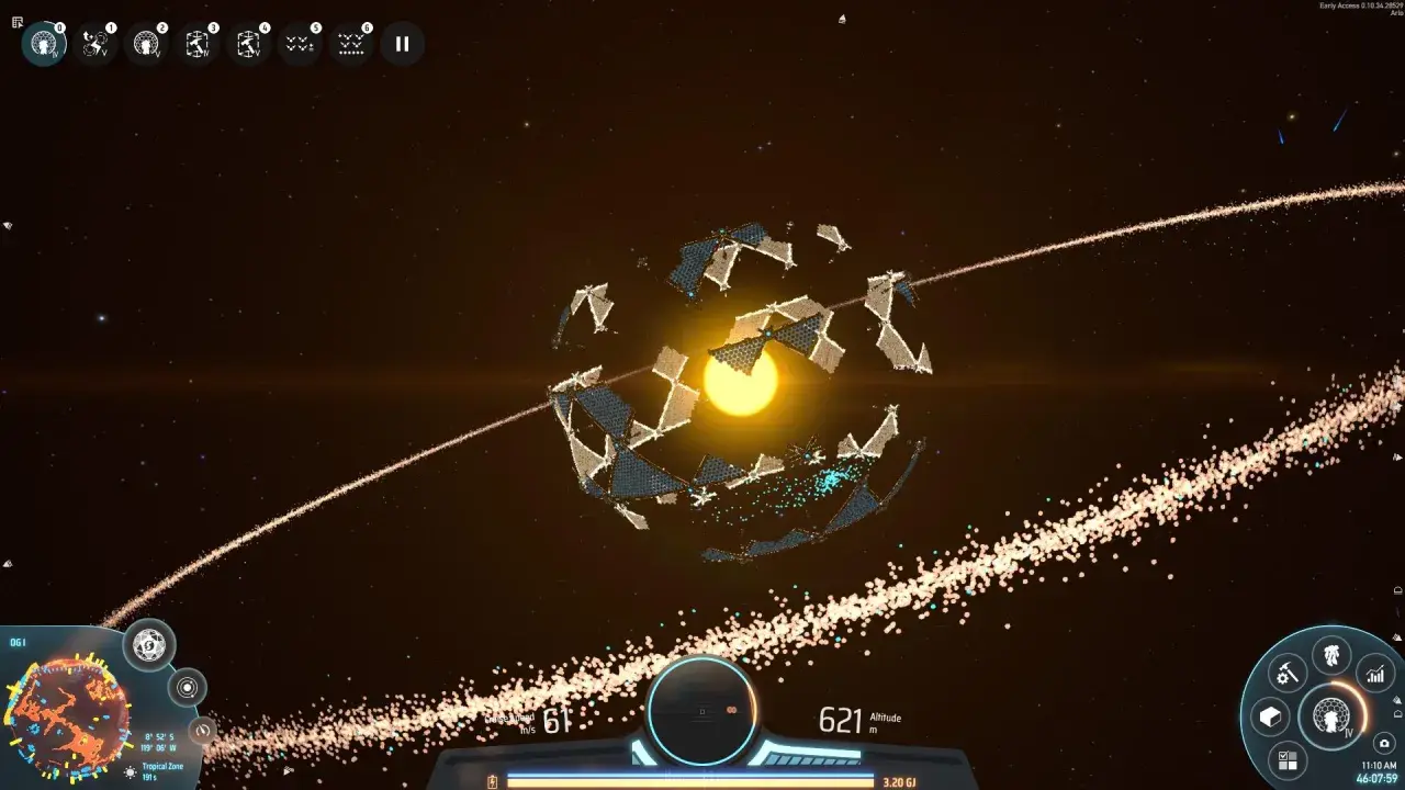 Una esfera Dyson en construcción, capturando la energía de una estrella. El programa Dyson Sphere avanza.