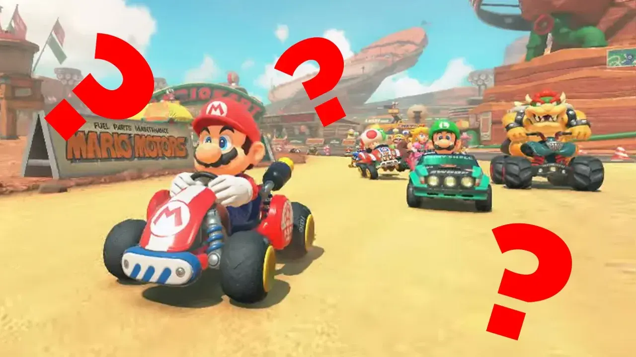 Mario, Luigi, Bowser y otros compiten en una pista desértica, ¿será esta la nueva aventura de Mario Kart 9?