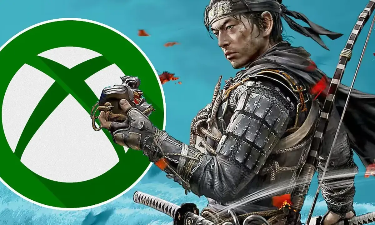 Samurái de Ghost of Tsushima con el logo de Xbox. ¡Imagina esta aventura épica en tu consola!