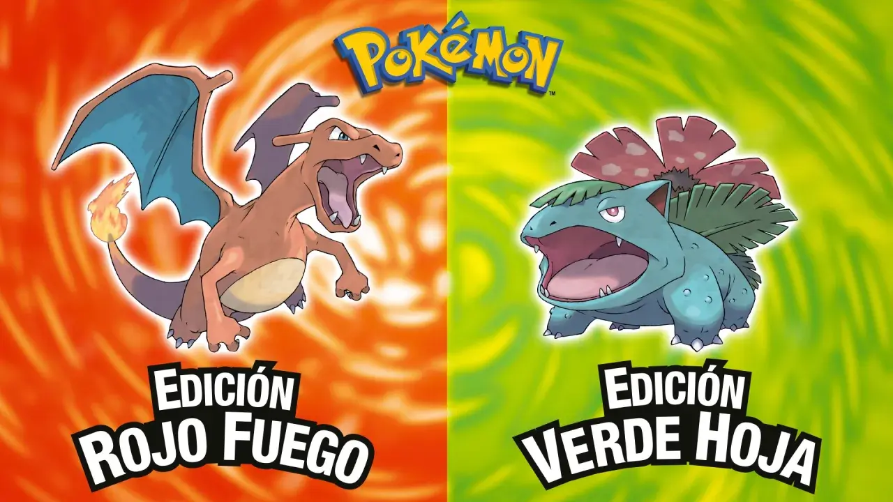 Charizard y Venusaur, protagonistas de Pokémon Rojo Fuego y Verde Hoja, listos para la aventura en Nintendo Switch.