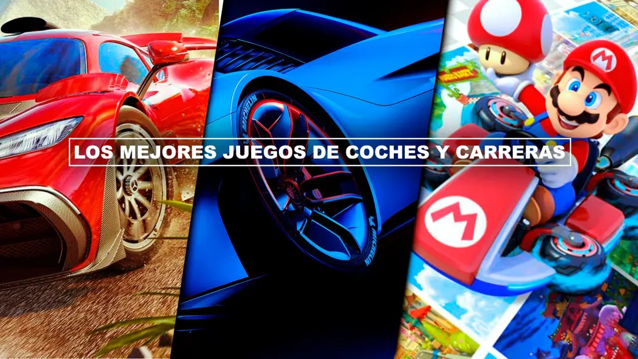 Un coche rojo deportivo, un coche azul futurista y Mario Kart. ¡Los mejores juegos de coches y carreras te esperan!