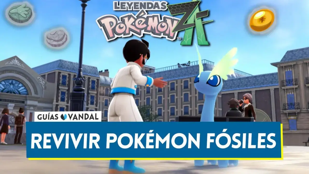 Un personaje revive un Pokémon con forma de fósil de mandíbula, como en Leyendas Pokémon Z-A.