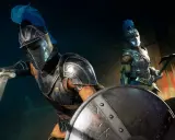 Dos guerreros con armadura y plumas azules, listos para la batalla. Sus armas y escudos sugieren que están construyendo un nuevo mundo.