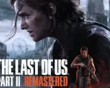 Ellie y Abby en un paisaje urbano desolado, con el título "The Last of Us Part II Remastered".
