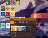 Interfaz de crafteo en No Man's Sky. Muestra recursos como Heridium, Hierro y Níquel, y productos como Lámina de Carita y Célula de Curva.