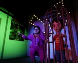 Ben, el presentador, mira a Ed, atrapado en una jaula. Un póster de "Rundead" cuelga en la pared.