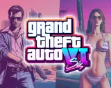 El arte promocional de Grand Theft Auto VI muestra a un hombre con gafas de sol y una mujer en bikini, ambos armados, anticipando cuando sale GTA 6.