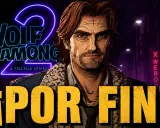 Bigby Wolf regresa en The Wolf Among Us 2. El logo de Telltale Series brilla con neón sobre un fondo urbano nocturno.