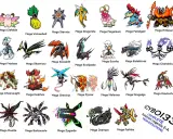 Ilustraciones de megas Pokémon Z-A, incluyendo Mega Clefable, Mega Victreebell, Mega Starmie, Mega Dragonite, Mega Meganium, Mega Feraligatr, Mega Emboar, Mega Froslass, Mega Skarmory, Mega Excadrill, Mega Scolipede, Mega Scrafty, Mega Eelektross, Mega...