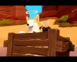 Dos adorables perros, un corgi y un pug, con halos, en un carro de madera. ¡Una aventura de **Nintendo Indie World**!