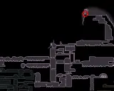 Mapa de Hollow Knight con un círculo rojo marcando la ubicación de un mineral pálido.