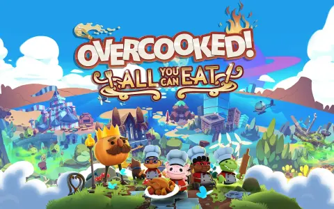 Personajes de "Overcooked! All You Can Eat" listos para divertidos juegos multijugador ps5 gratis. ¡A cocinar!