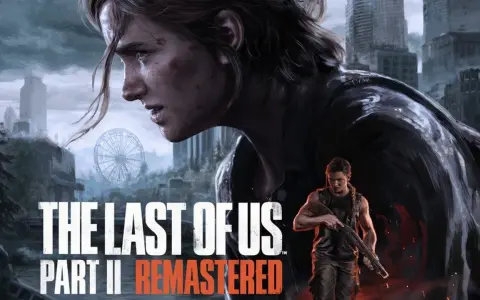 Ellie y Abby en un paisaje urbano desolado, con el título "The Last of Us Part II Remastered".