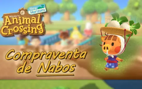 La cerdita Daisy Mae de Animal Crossing New Horizons lleva una cesta de nabos en la cabeza.