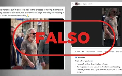 Un hombre con barba y pelo largo camina por la calle, desmintiendo rumores sobre su muerte. La imagen, que se viralizó como "la última noche", es falsa.
