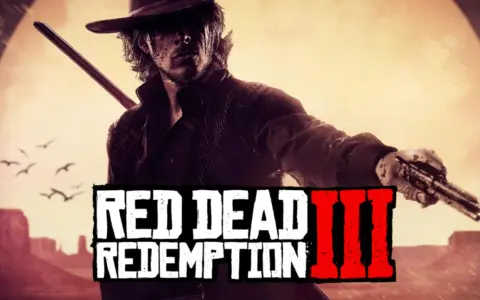 Un pistolero con un rifle al hombro y una pistola en mano, listo para la acción en Red Dead Redemption 3.