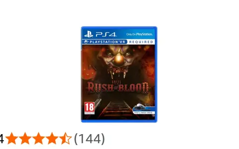 Caja del juego "Until Dawn: Rush of Blood" para PS4, uno de los mejores juegos VR PS4. Terrorífico payaso y vías de tren.