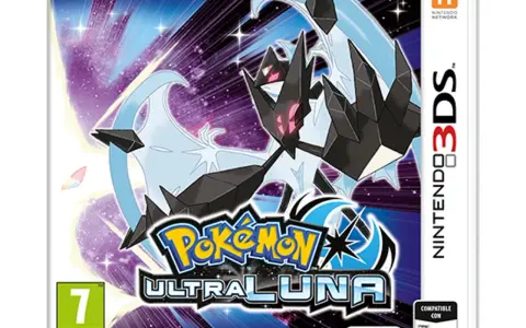 Caja del juego Pokémon Ultraluna para Nintendo 3DS, con Necrozma y Lunala en un fondo estrellado. ¡Una aventura épica te espera!