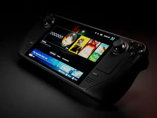 Consola portátil Steam Deck 2 con juegos en pantalla.