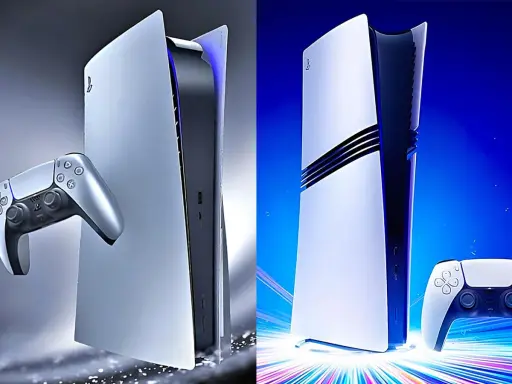 Dos consolas PlayStation 5 con mandos. Perfectas para tus juegos estrategia PS5.