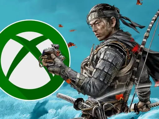 Samurái de Ghost of Tsushima con el logo de Xbox. ¡Imagina esta aventura épica en tu consola!