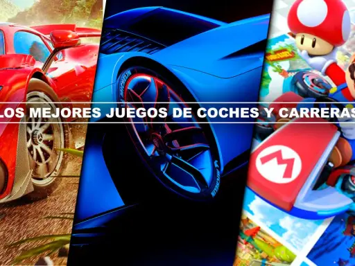 Un coche rojo deportivo, un coche azul futurista y Mario Kart. ¡Los mejores juegos de coches y carreras te esperan!