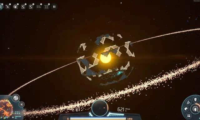 Una esfera Dyson en construcción, capturando la energía de una estrella. El programa Dyson Sphere avanza.