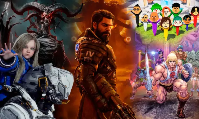 Montaje de personajes de videojuegos icónicos, desde el terror de Diablo hasta He-Man y avatares, representando diversas plataformas de juegos.