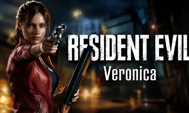 Claire Redfield, con su icónica chaqueta roja, empuña un arma en Resident Evil: Code: Veronica.