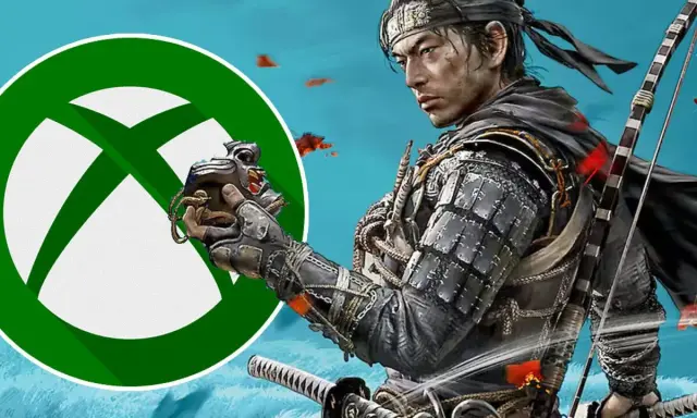Samurái de Ghost of Tsushima con el logo de Xbox. ¡Imagina esta aventura épica en tu consola!