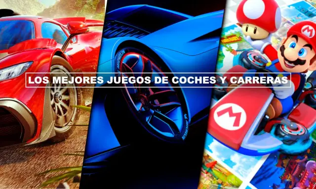 Un coche rojo deportivo, un coche azul futurista y Mario Kart. ¡Los mejores juegos de coches y carreras te esperan!