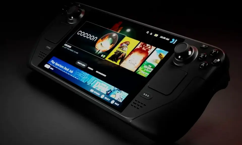 Consola portátil Steam Deck 2 con juegos en pantalla.