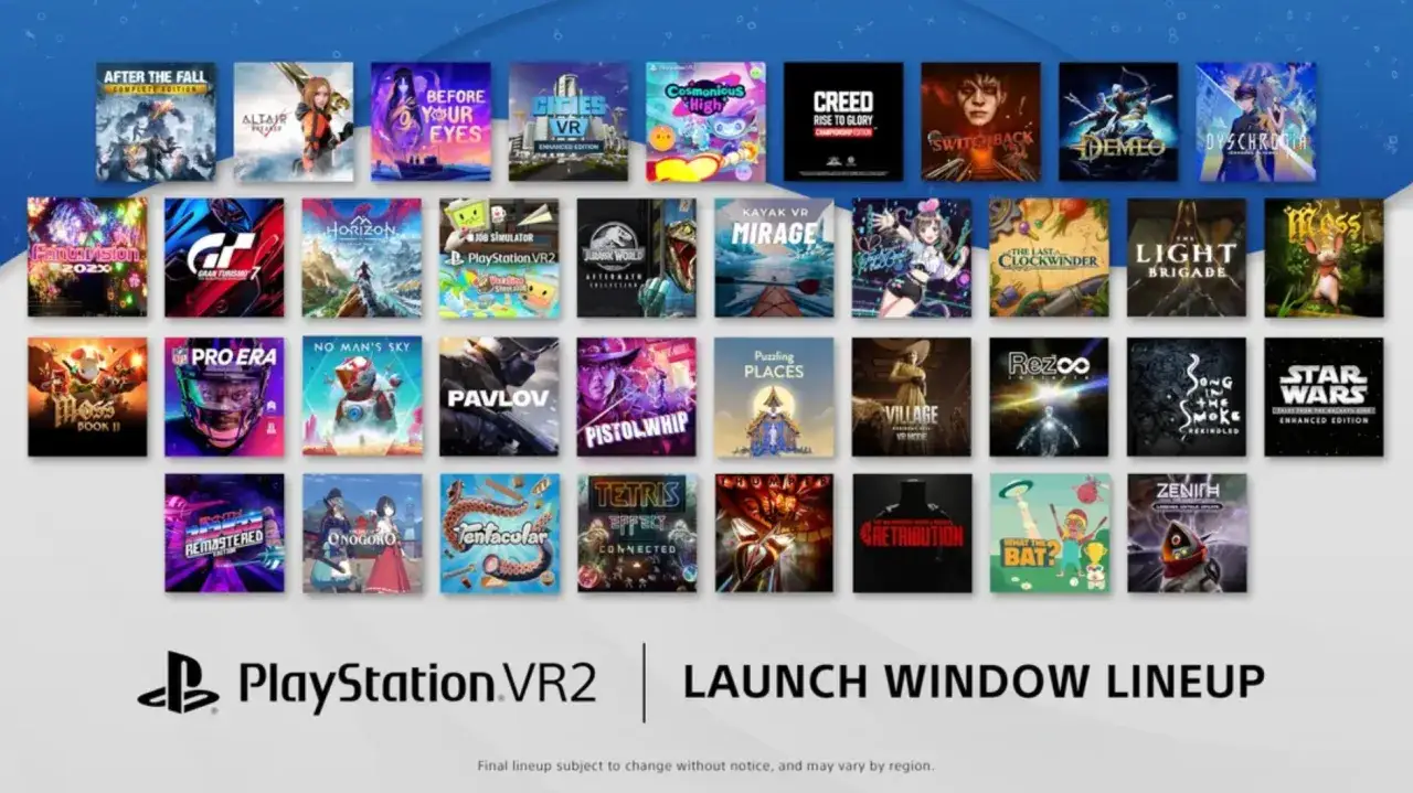 Descubre juegos vr2 ps5 gratis. Muestra una cuadrícula de carátulas de juegos de PlayStation VR2, incluyendo Horizon, Gran Turismo 7 y Star Wars.