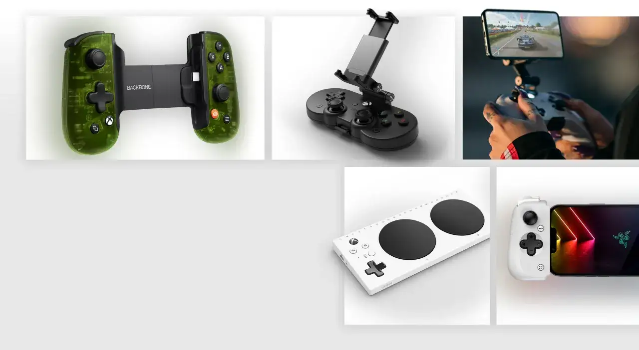 Accesorios para jugar en tu móvil con Xbox Cloud Gaming: mandos, soportes y adaptadores.