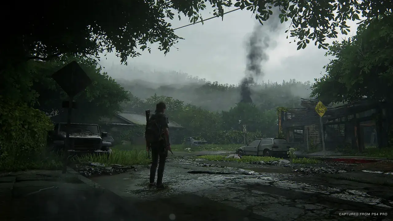 Ellie observa un paisaje post-apocalíptico. ¿Cuánto dura The Last of Us 2? La respuesta es una aventura larga y emotiva.
