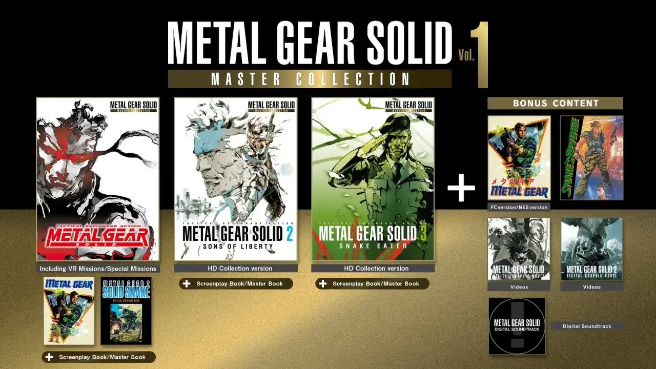 Colecci&oacute;n Metal Gear Solid 1, 2 y 3 en orden cronol&oacute;gico, con contenido extra.