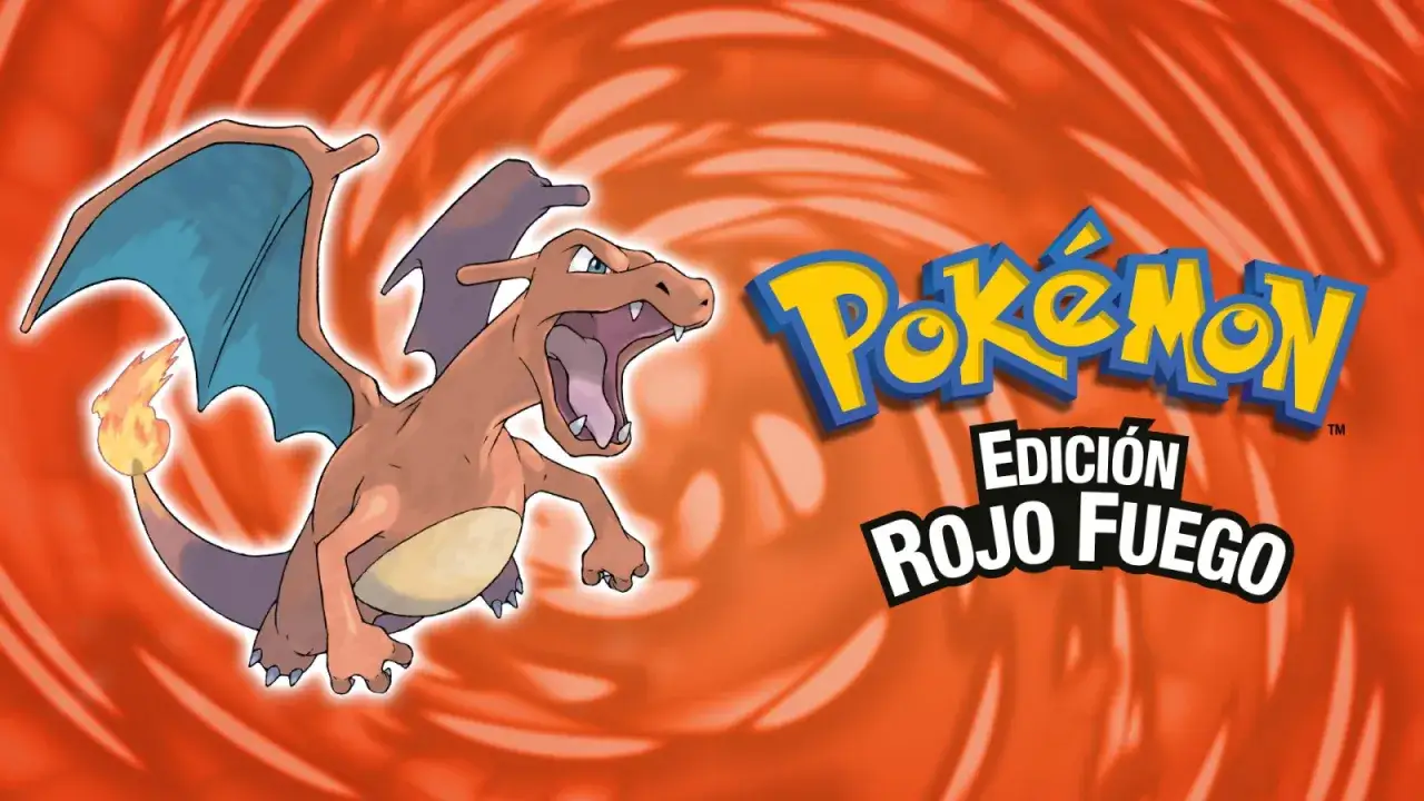 Charizard listo para la batalla en Pok&eacute;mon Rojo Fuego para Nintendo Switch. &iexcl;El fuego arde!